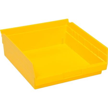 Global Industrial Shelf Storage Bin, Polypropylene, Yellow, 4 in H, 11-1/8 in W 184845YL